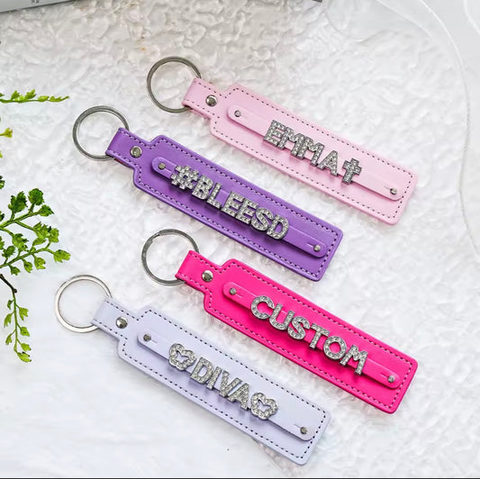 Personalised Leather Charm Keychain Without Pendant