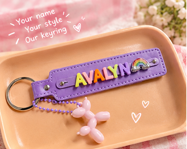 Personalised Leather Charm Keychain with Pendant