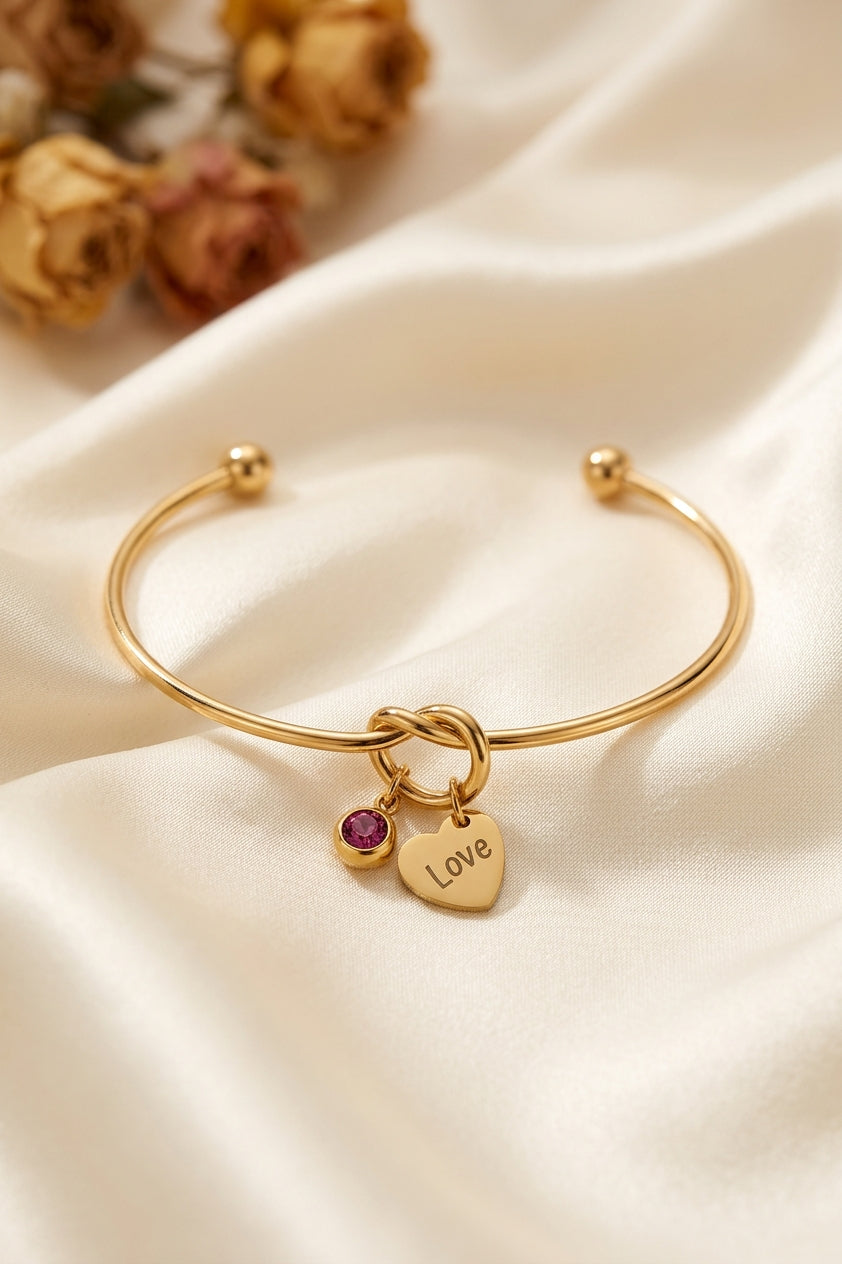 Golden Love Birthstone Charm Bracelet