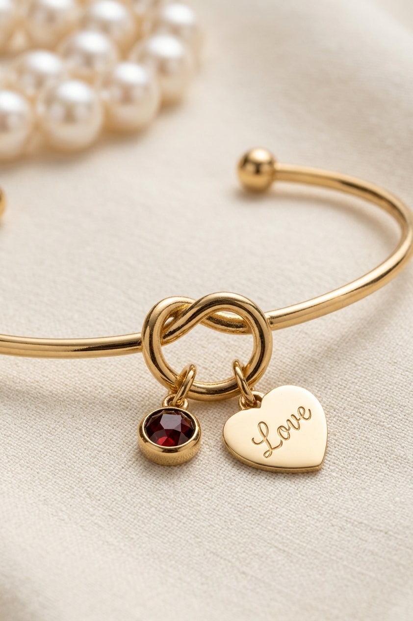 Golden Love Birthstone Charm Bracelet