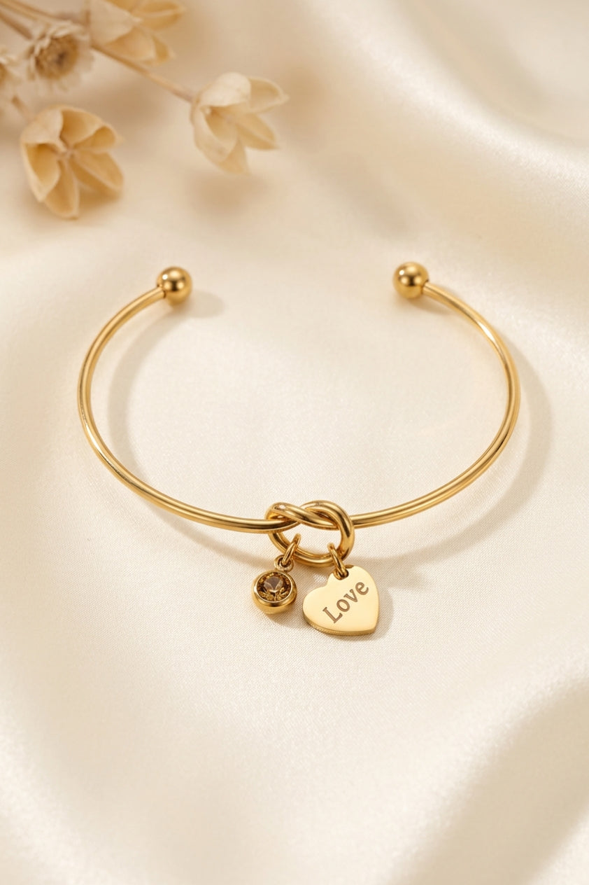 Golden Love Birthstone Charm Bracelet