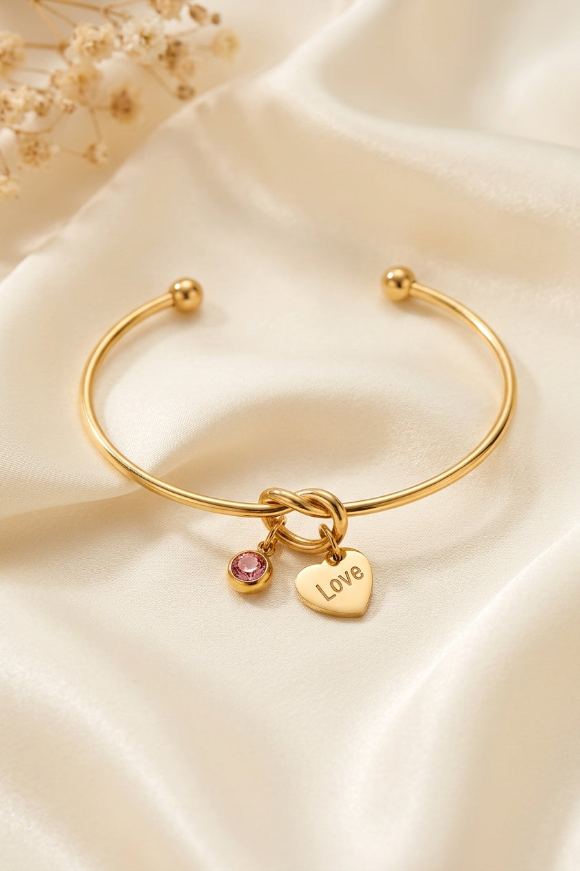 Golden Love Birthstone Charm Bracelet