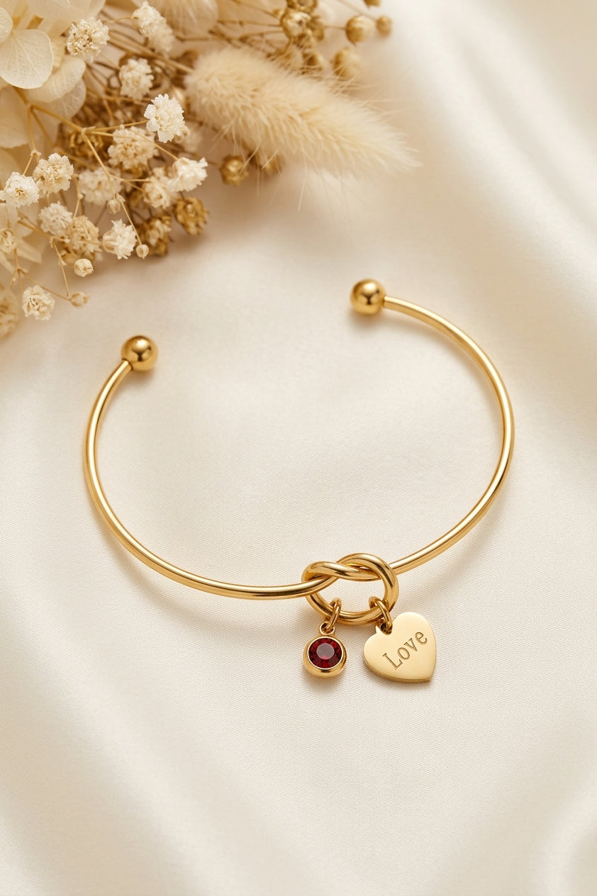 Golden Love Birthstone Charm Bracelet