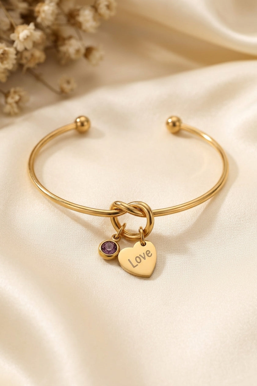 Golden Love Birthstone Charm Bracelet