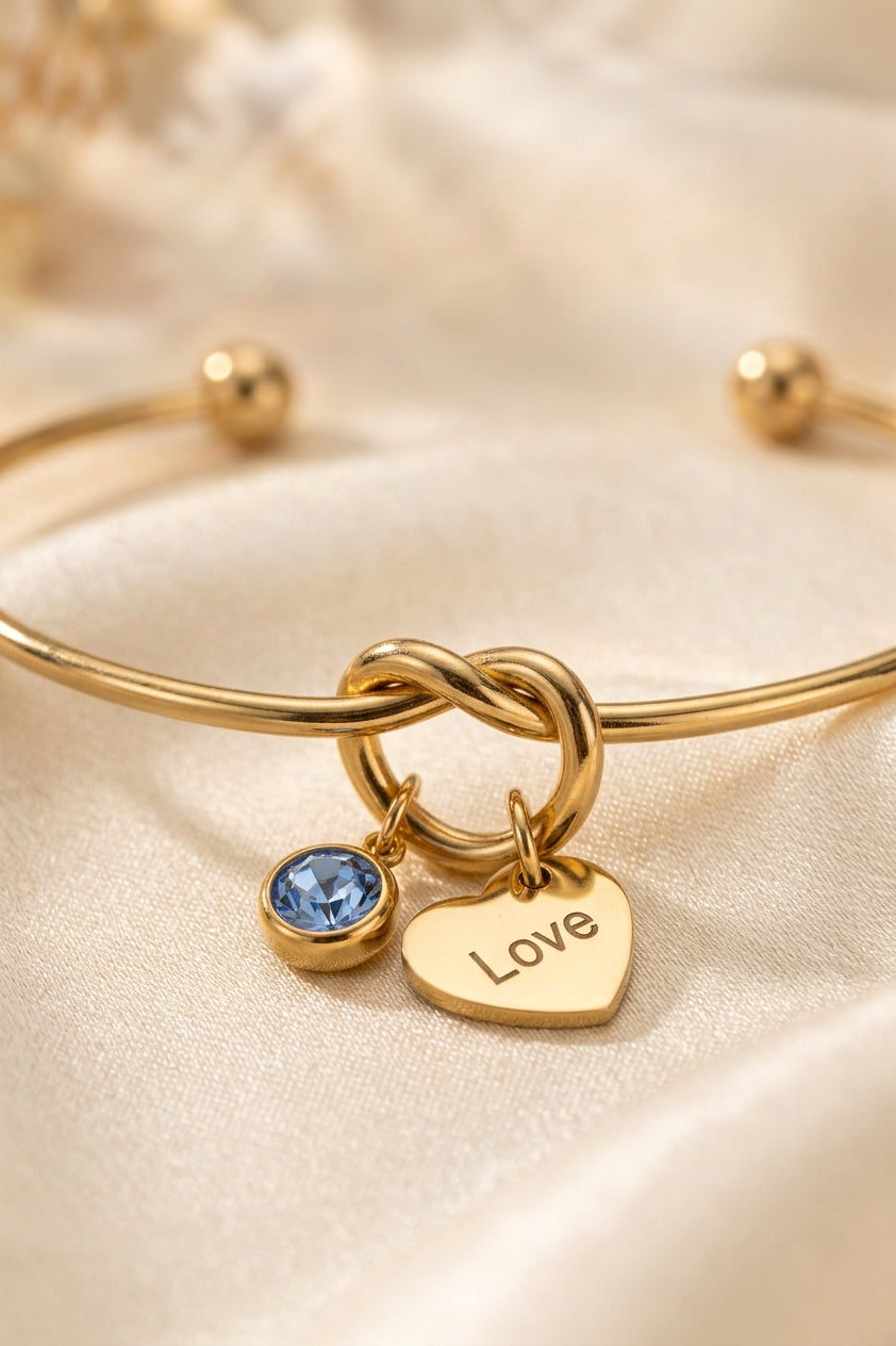 Golden Love Birthstone Charm Bracelet