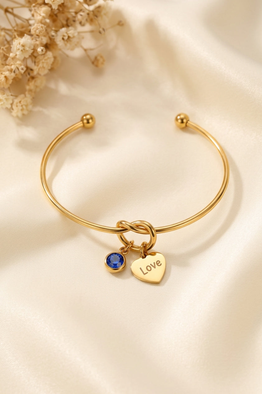 Golden Love Birthstone Charm Bracelet